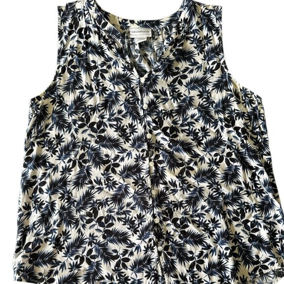 Liz Claiborne Tops - 🔥 4 for $20 DEAL 🔥Liz Claiborne Blue Leaf Print Sleeveless Button M